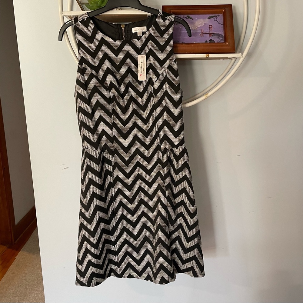 Charming Charlie Women's Small S Black Chevron Lined  Dress NWT